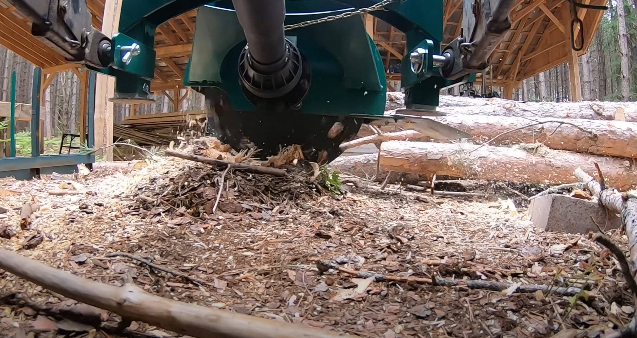 Professional tree service equipment in action